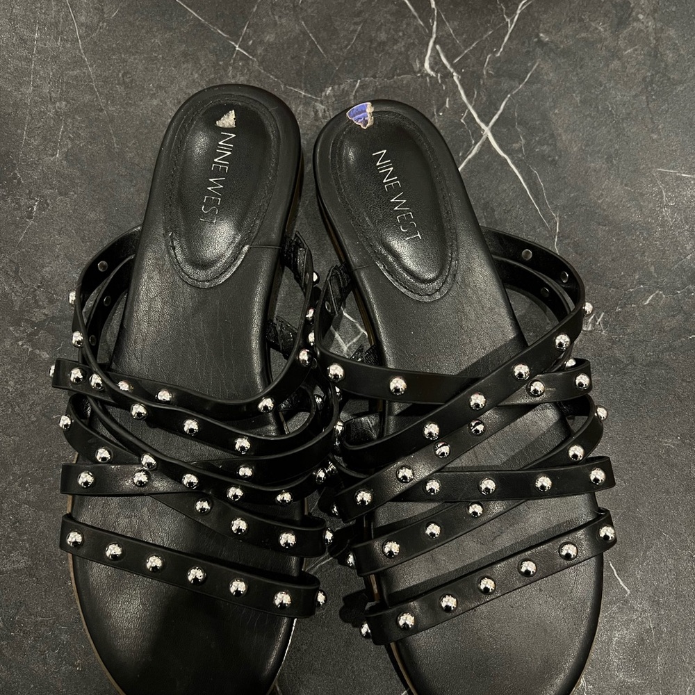 Nine West Black Studded Sandals